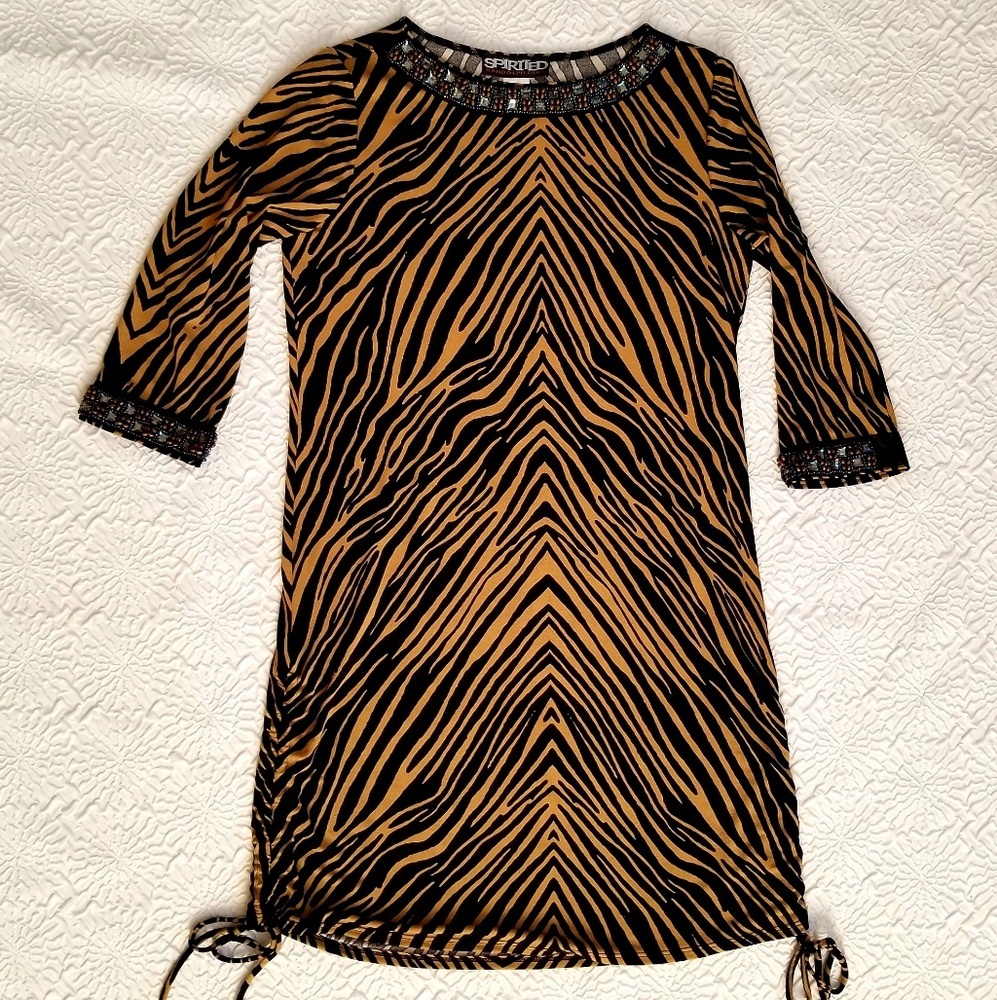 Randolph Duke long-sleeve bejeweled dress